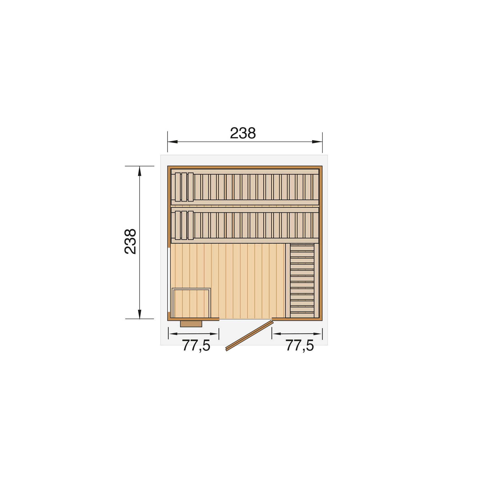 Premium-Saunahaus 'Kuopio 1' natur Holztür Fenster 263 x 298 x 253 cm, ohne Ofen