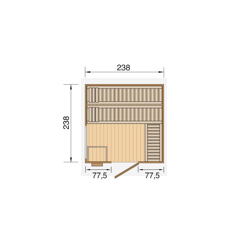 Premium-Saunahaus 'Kuopio 1' natur Holztür Fenster 263 x 298 x 253 cm, ohne Ofen