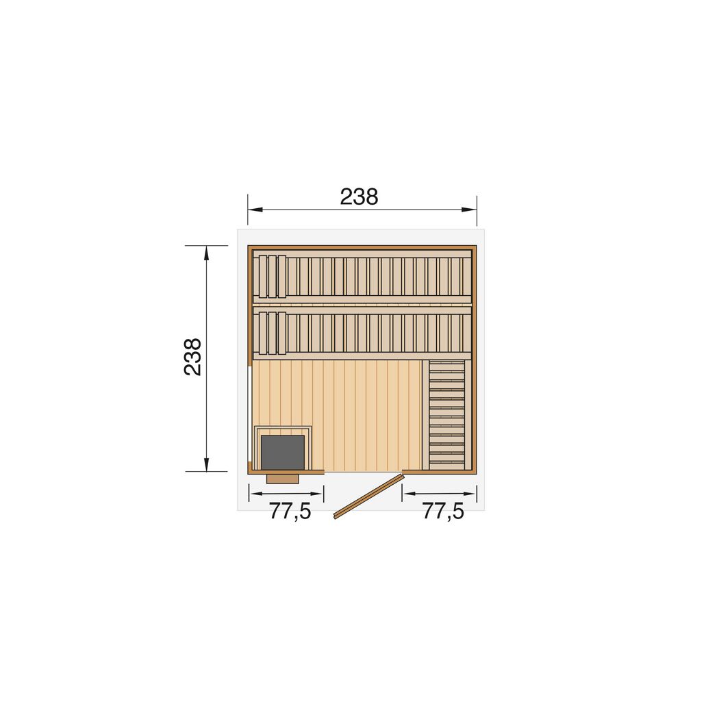 Premium-Saunahaus 'Kuopio 1' anthrazit 9,0 kW OS-Ofen Steuerung Holztür Fenster 263 x 298 x 253 cm