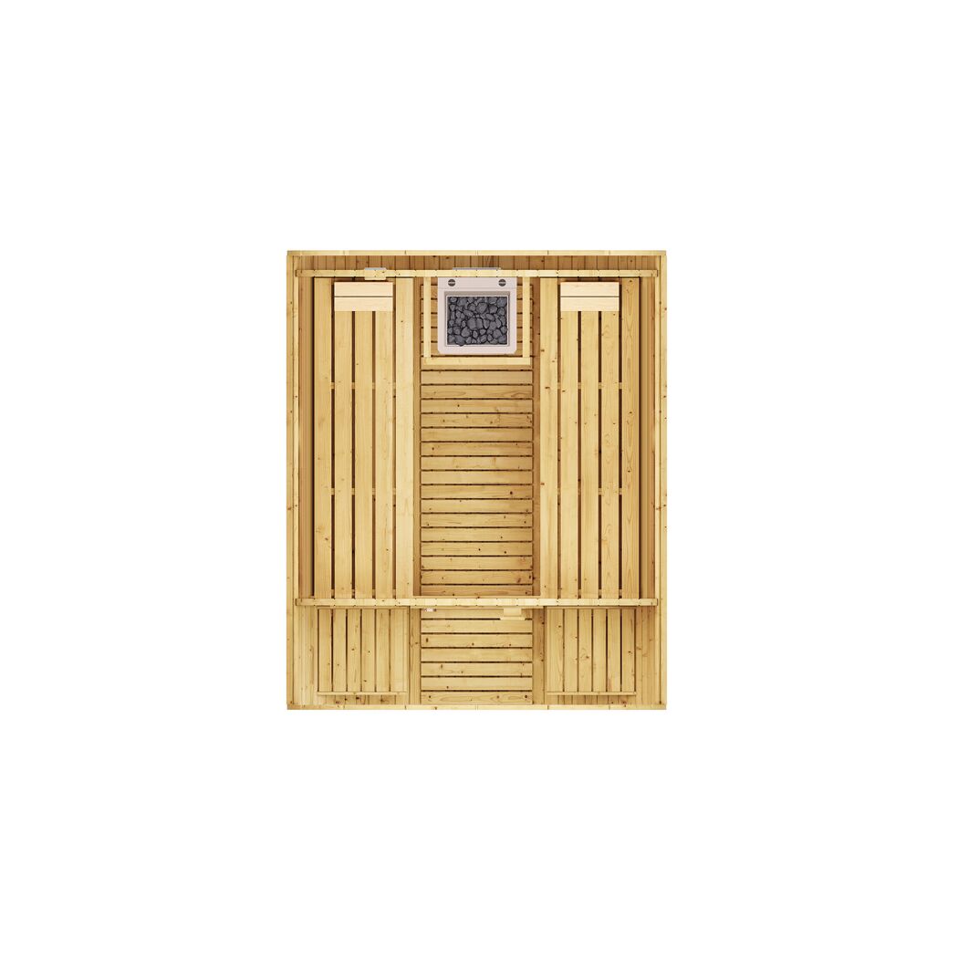 Fasssauna '198 Sparset 1', natur 9,0 kW Kompakt-Ofen Steuerung Glastür 210,5 x 255,5 x 217,5 cm