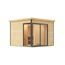 Design-Saunahaus '412' natur mit Sauna Varberg 3, 9 kW-Kompaktofen Steuerung Schiebetür 320 x 320 x 239 cm