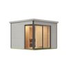 Design-Saunahaus '412' hellgrau mit Sauna Varberg 3, Steuerung 7,5 kW OS-Ofen 320 x 320 x 239 cm