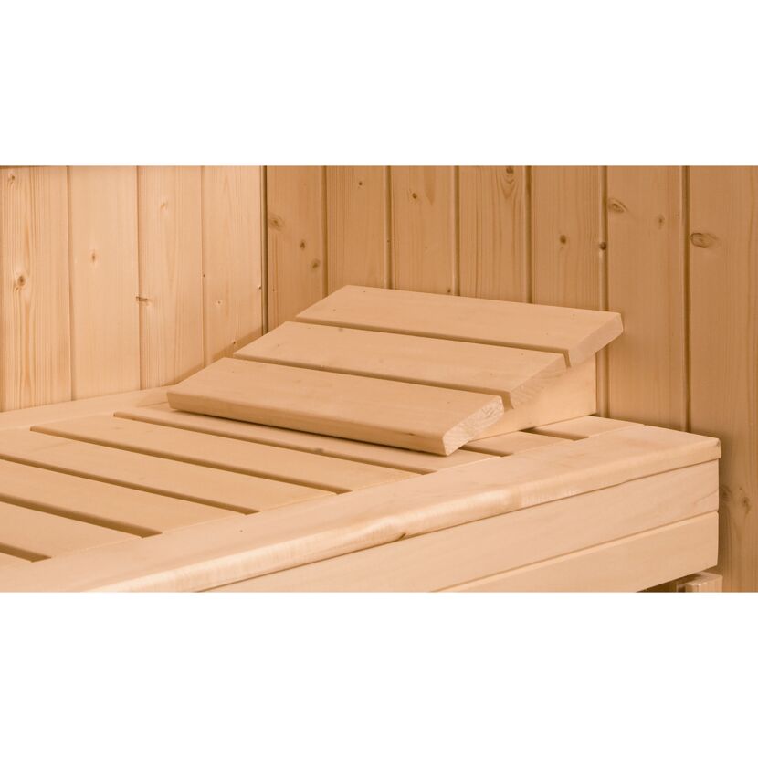 Design-Saunahaus '412' hellgrau mit Sauna Varberg 3, Steuerung 7,5 kW OS-Ofen 320 x 320 x 239 cm