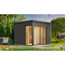 Design-Saunahaus '412' graphitgrau mit Sauna Varberg 3, Steuerung 9,0 kW Kompakt-Ofen 320 x 320 x 239 cm