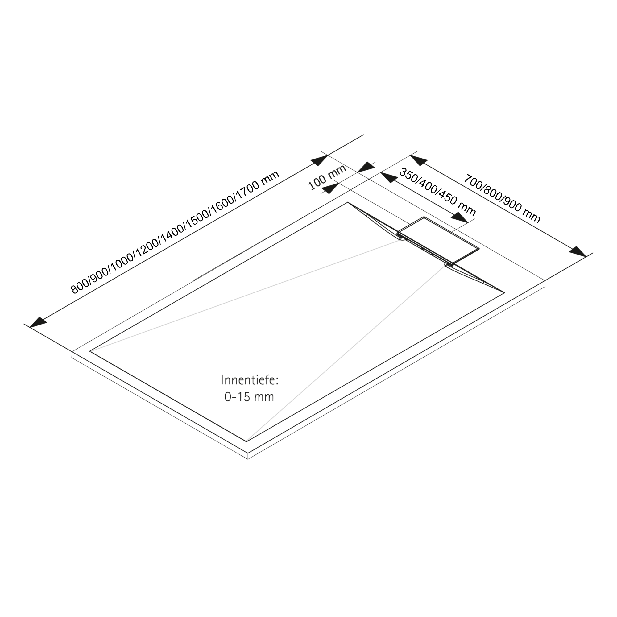 Duschwanne 'DWM-Tec' Steinstruktur weiß 70 x 160 cm + product picture