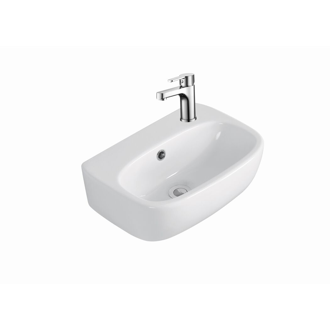 Handwaschbecken-Set oval mit Armatur 'Form' weiß 37 x 11,5 x 27 cm