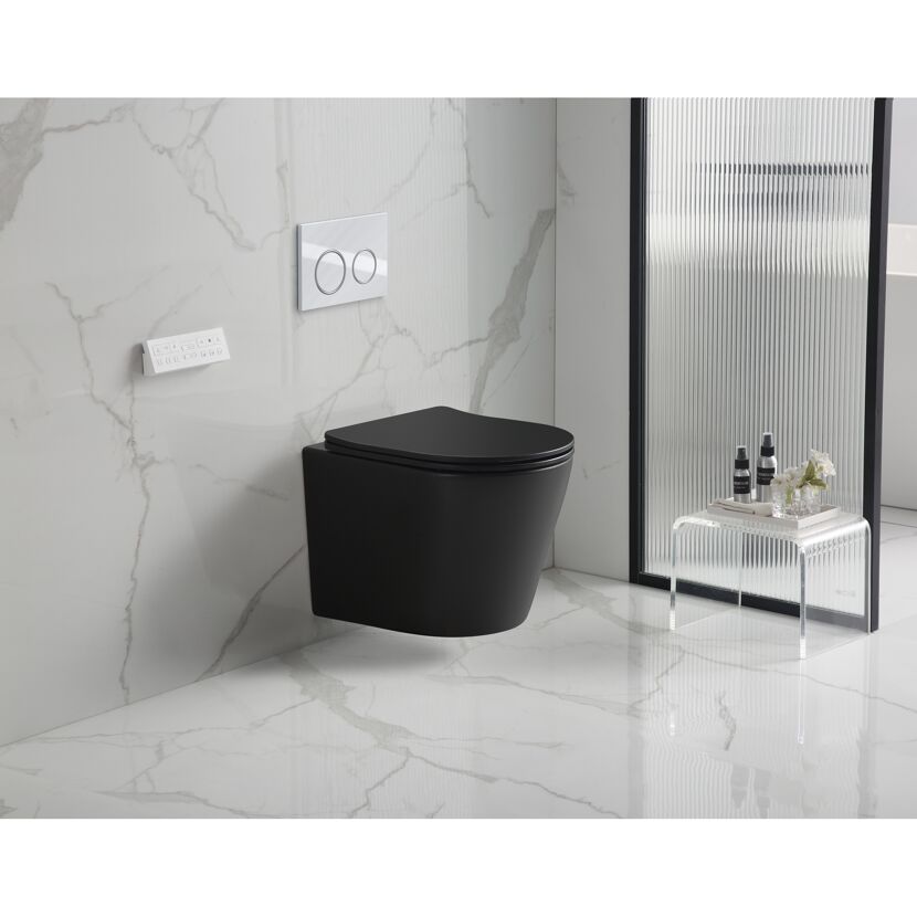 Wand-WC spülrandlos 'Nakia' inklusive WC-Sitz schwarz