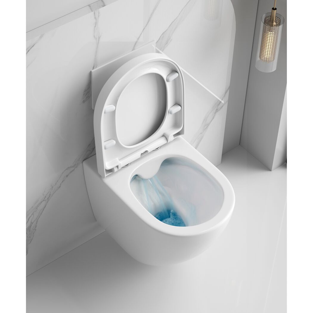 Wand-WC-Set erhöht spülrandlos 'Cozy' inklusive WC-Sitz weiß