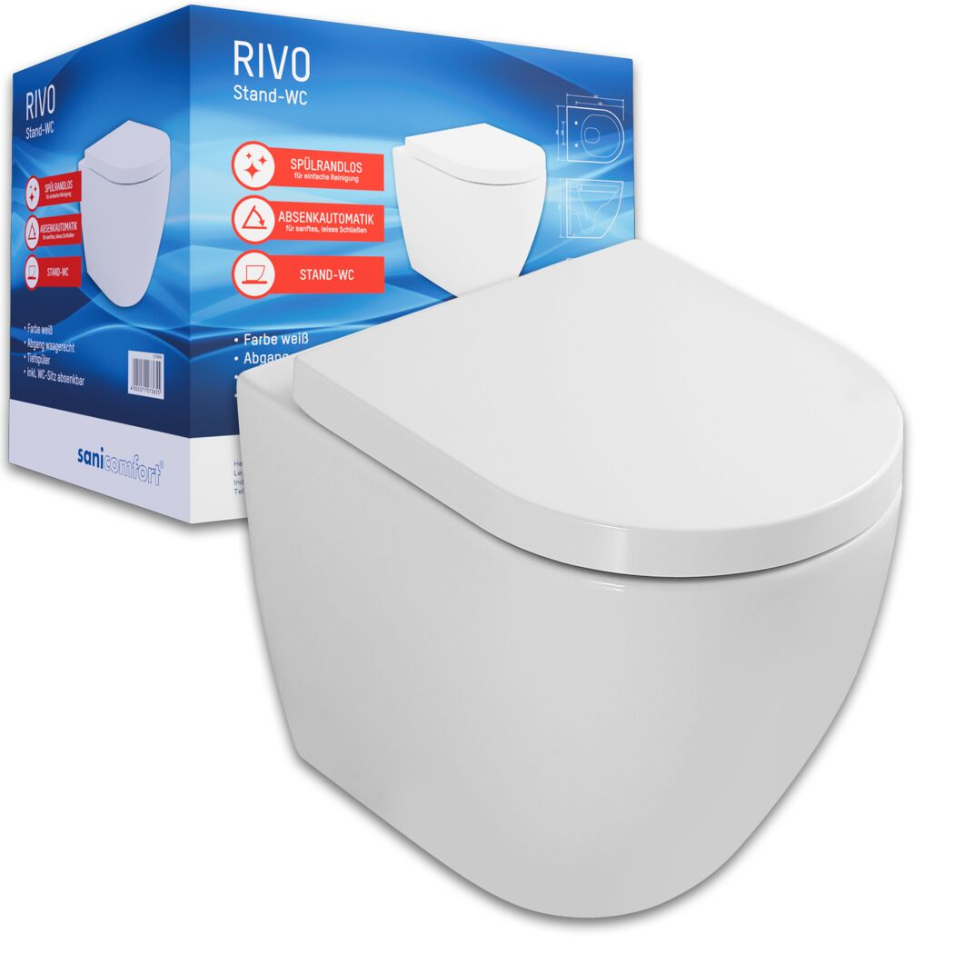 Stand-WC-Set spülrandlos 'Rivo' inklusive WC-Sitz weiß