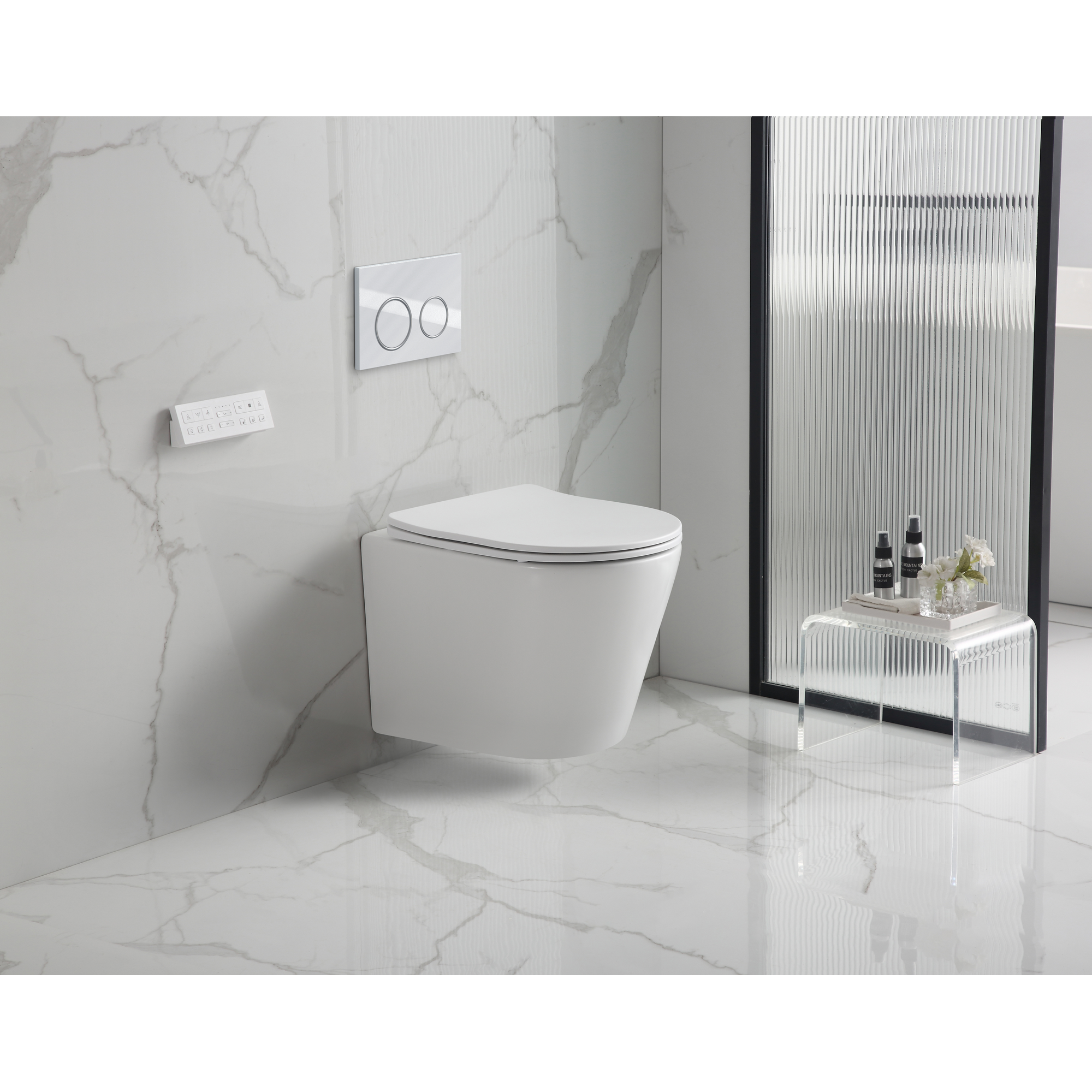 Wand-WC-Set 'Nakia' mit WC-Sitz spülrandlos weiß 35 x 36 x 48 cm