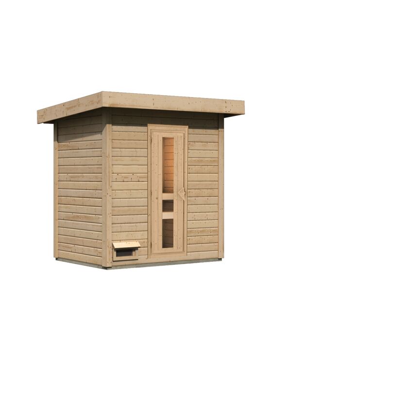 Holzsauna mit Glastür