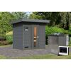 Saunahaus 'Bosco 1' terragrau 9 kW Bio-Ofen externe Steuerung 196 x 146 x 228 cm