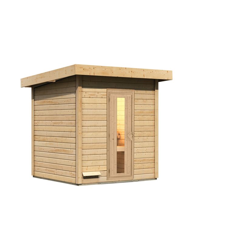 Holzsauna mit Beleuchtung