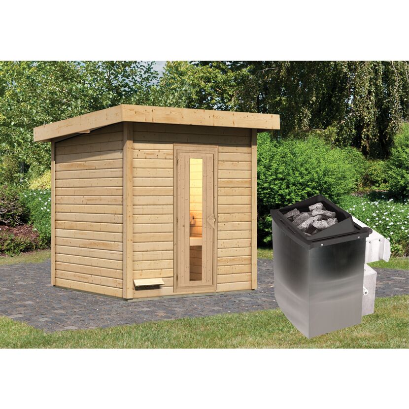 Holzsauna mit Saunaofen