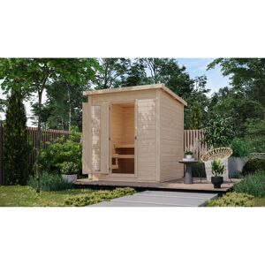 Saunahaus 'Bosco 2' naturbelassen 9 kW Bio-Ofen externe Steuerung 196 x 196 x 228 cm