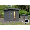 Saunahaus 'Bosco 2' terragrau 9 kW Ofen externe Steuerung 196 x 196 x 228 cm