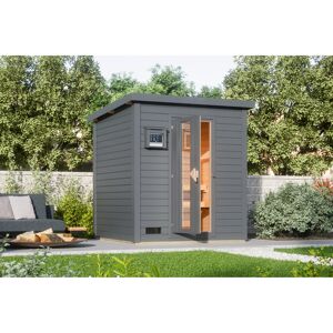Saunahaus 'Bosco 2' terragrau 9 kW Ofen externe Steuerung 196 x 196 x 228 cm