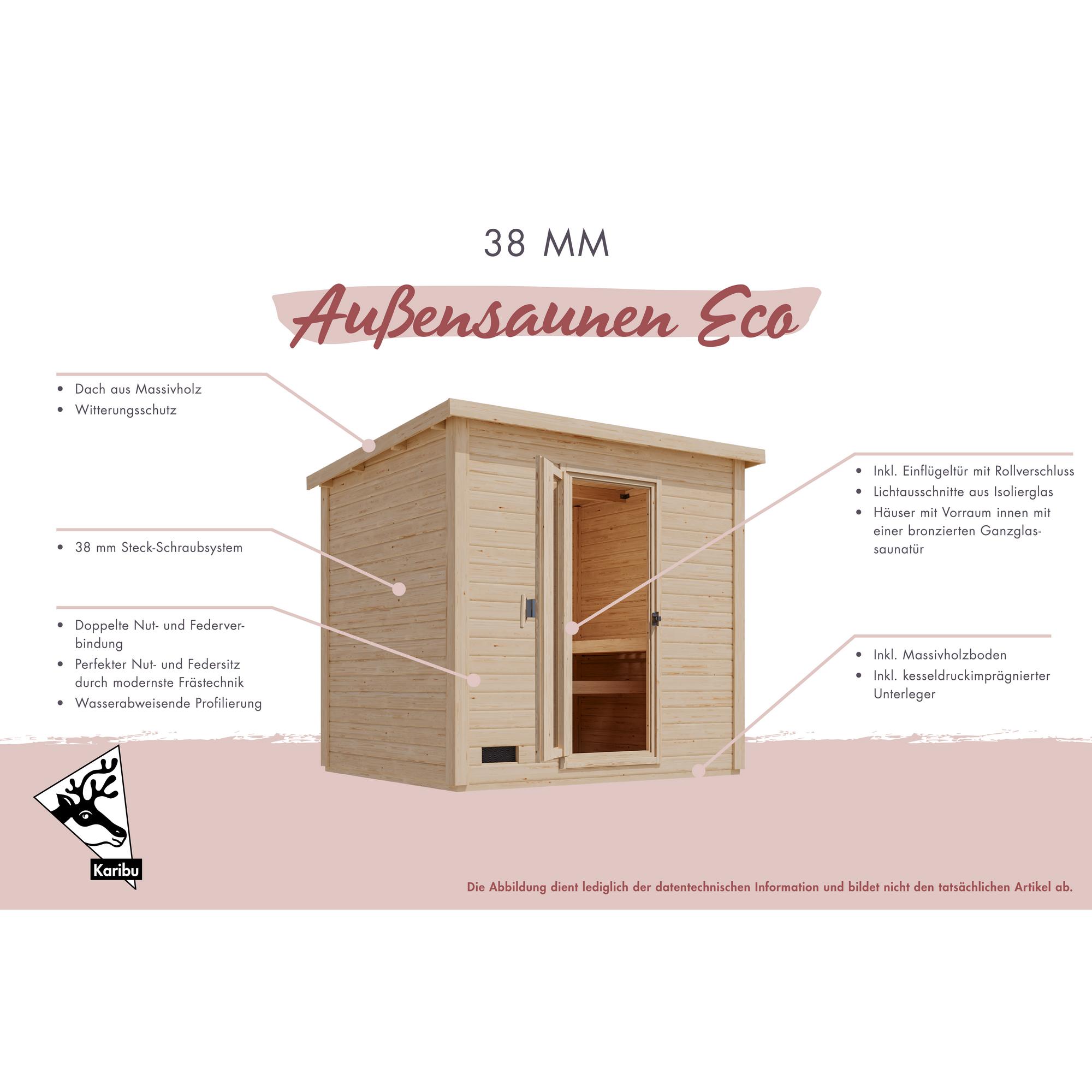 Saunahaus 'Bosco 2' terragrau 9 kW Bio-Ofen externe Steuerung 196 x 196 x 228 cm