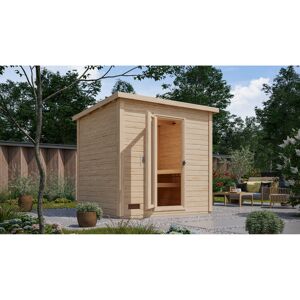 Saunahaus 'Bosco 3' naturbelassen mit Ofen 9 kW integrierte Steuerung 231 x 196 x 228 cm