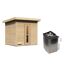 Sauna aus Holz mit Saunaofen