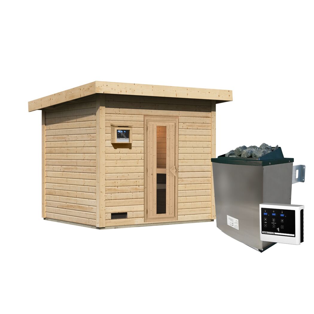 Saunahaus 'Bosco 3' naturbelassen 9 kW Ofen externe Steuerung 231 x 196 x 228 cm