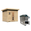 Saunahaus 'Bosco 3' naturbelassen 9 kW Ofen externe Steuerung 231 x 196 x 228 cm