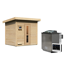 Außen-Sauna aus Holz mit Saunaofen