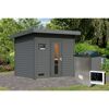 Saunahaus 'Bosco 3' terragrau 9 kW Ofen externe Steuerung 231 x 196 x 228 cm