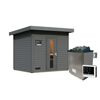 Saunahaus 'Bosco 3' terragrau 9 kW Ofen externe Steuerung 231 x 196 x 228 cm