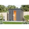 Saunahaus 'Bosco 3' terragrau Ofen 9 kW Bio-Ofen externe Steuerung 231 x 196 x 228 cm
