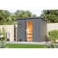 Saunahaus 'Bosco 3' terragrau Ofen 9 kW Bio-Ofen externe Steuerung 231 x 196 x 228 cm