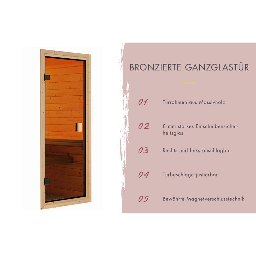 Bronzierte Saunatür aus Glas