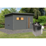 Saunahaus 'Bosco 6' terragrau 9 kW Ofen integrierte Steuerung 396 x 231 x 217 cm