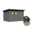 Saunahaus 'Bosco 6' terragrau 9 kW Ofen integrierte Steuerung 396 x 231 x 217 cm