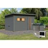 Saunahaus 'Bosco 6' terragrau 9 kW Ofen externe Steuerung 396 x 231 x 217 cm