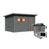 Saunahaus 'Bosco 6' terragrau 9 kW Ofen externe Steuerung 396 x 231 x 217 cm