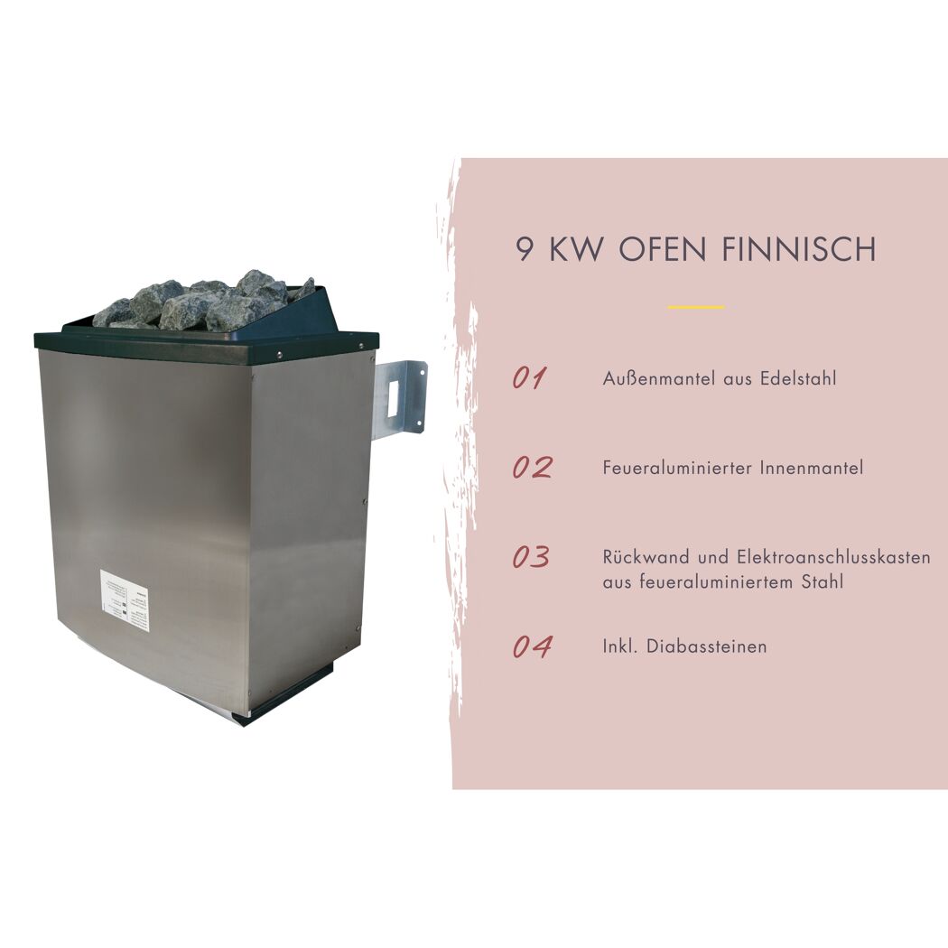 Saunahaus 'Bosco 6' terragrau 9 kW Ofen externe Steuerung 396 x 231 x 217 cm
