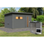 Saunahaus 'Bosco 6' terragrau 9 kW Bio-Ofen externe Steuerung 396 x 231 x 217 cm