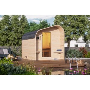 Fasshaus-Sauna 'Santo 2' asymmetrisch naturbelassen 219 x 295 x 244,5 cm