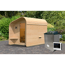 Fasshaus-Sauna 'Santo 2' asymmetrisch SET naturbelassen 9 kW Ofen externe Steuerung 219 x 295 x 244,5 cm