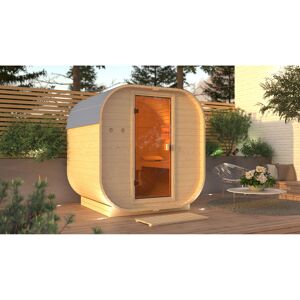 Fasssauna 'Sisco 1' naturbelassen 9 kW Ofen integrierte Steuerung 199 x 175 x 205 cm