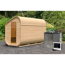 Fasssauna 'Suna 3' asymmetrisch naturbelassen 9 kW Bio-Ofen externe Steuerung 199 x 355 x 248,5 cm