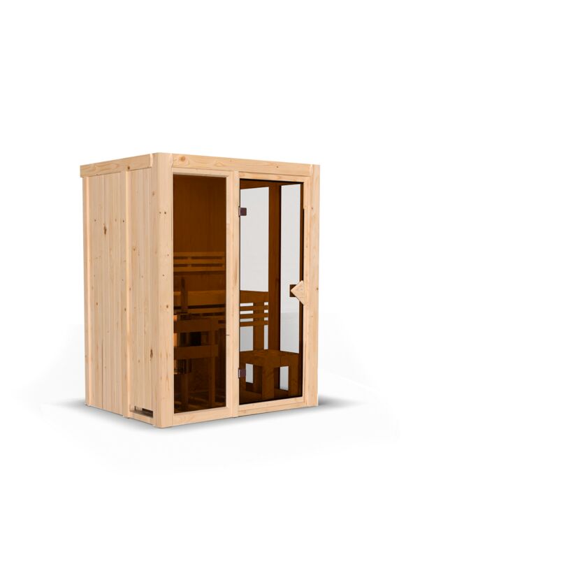 Holzsauna mit Glastür