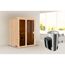 Sauna aus Holz mit Saunaofen