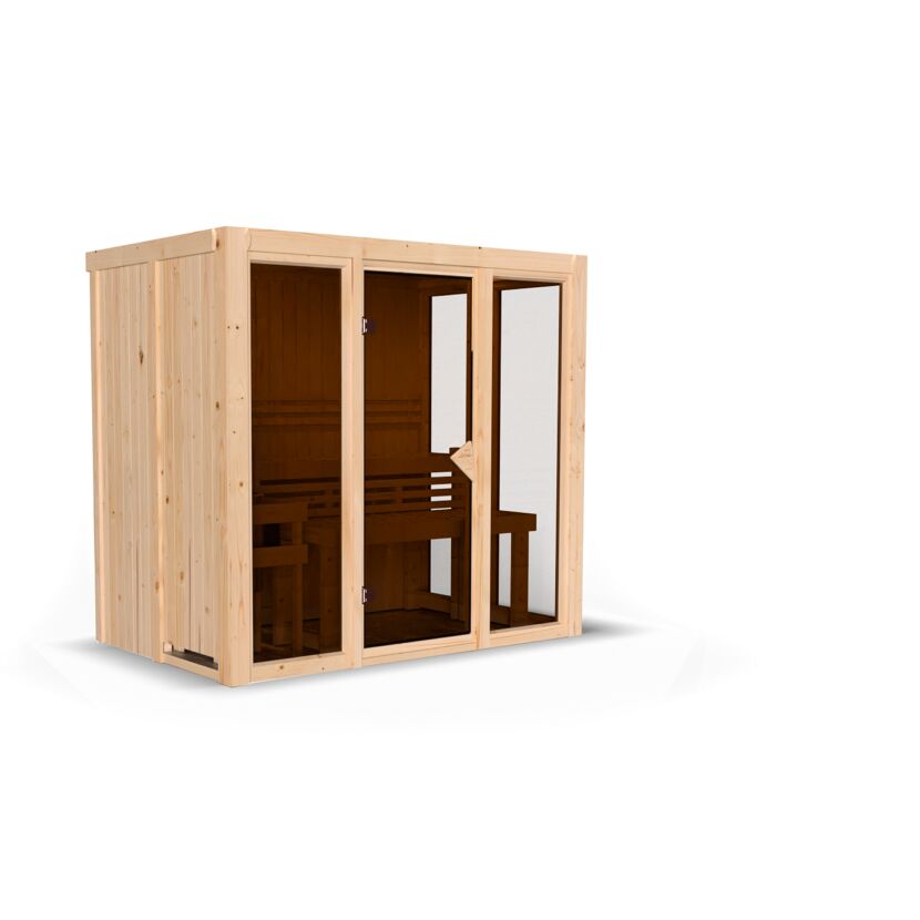 Holzsauna mit Glastür