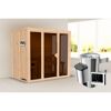 Sauna aus Holz mit Saunaofen