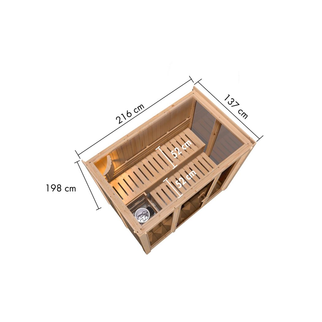Innenmaße einer Sauna aus Holz
