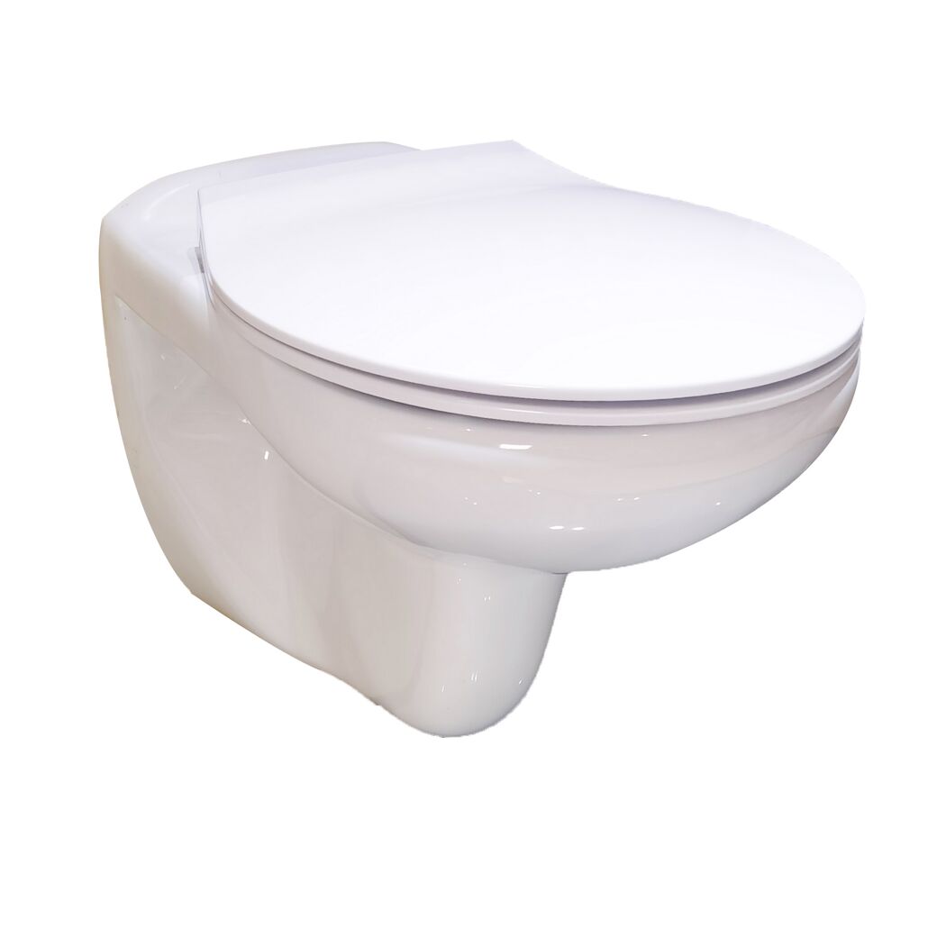 Wand-WC 'Basic' Tiefspüler weiß spülrandlos mit WC-Sitz
