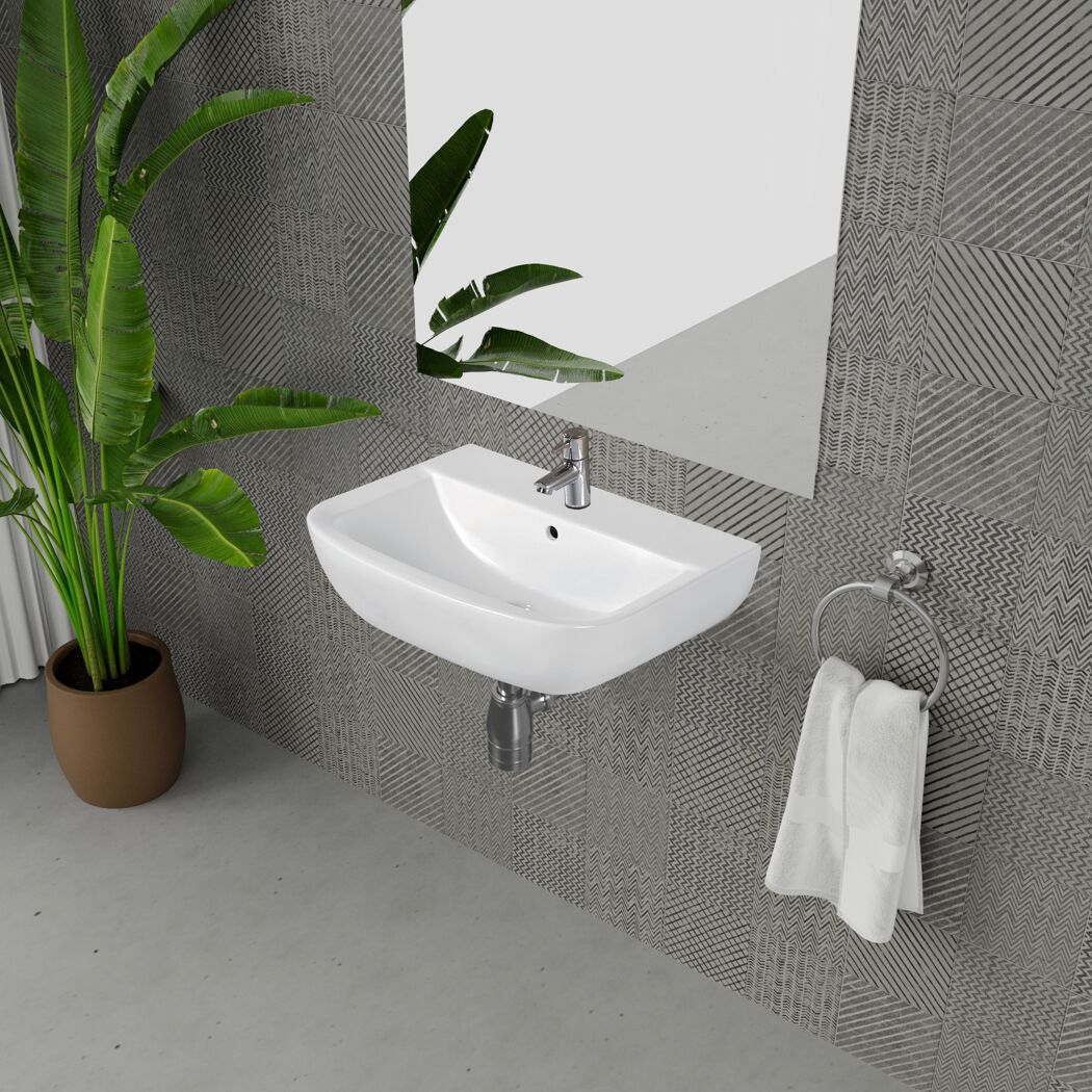 Waschbecken halbrund 'Rekia' weiß 55 x 15,1 x 38,6 cm