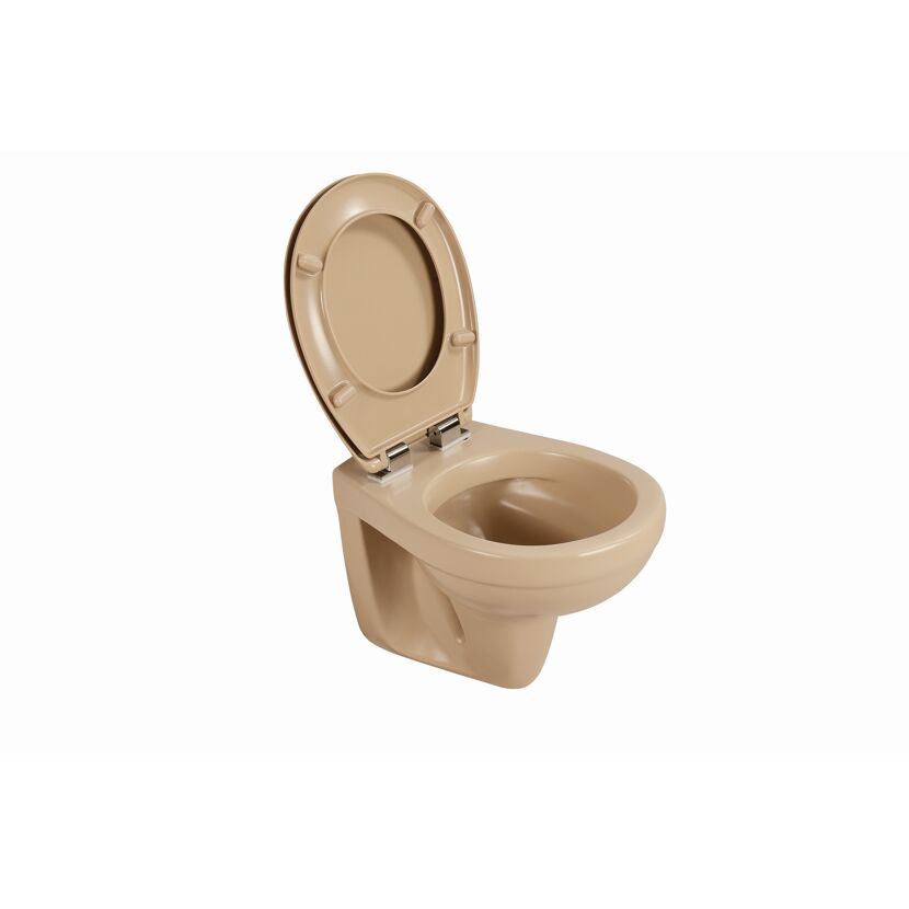 Wand-WC spülrandlos beige, ohne WC-Sitz